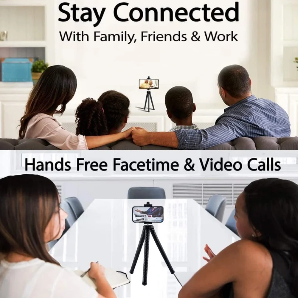 NEW! Flexible Tripod Phone Camera Stand Holder Bluetooth Remote Compact Black